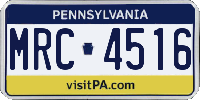 PA license plate MRC4516