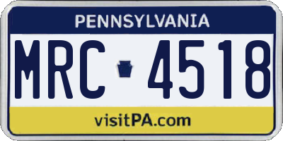 PA license plate MRC4518
