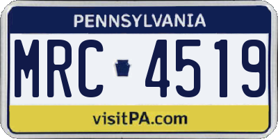 PA license plate MRC4519