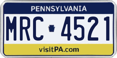 PA license plate MRC4521