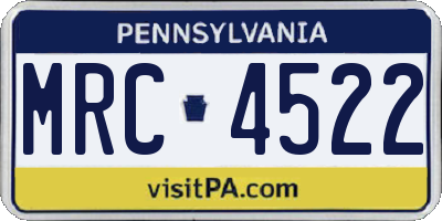 PA license plate MRC4522
