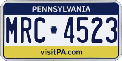PA license plate MRC4523