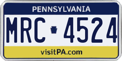 PA license plate MRC4524