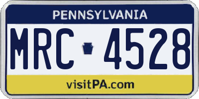 PA license plate MRC4528