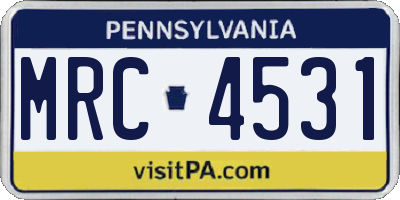 PA license plate MRC4531