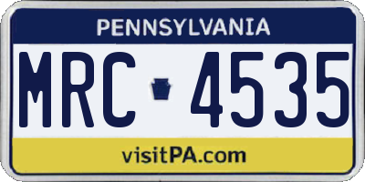PA license plate MRC4535