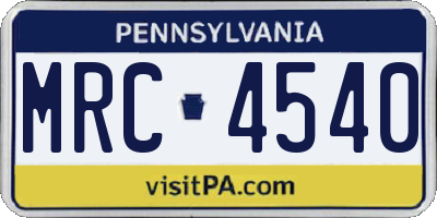 PA license plate MRC4540