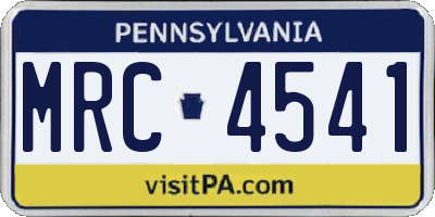 PA license plate MRC4541