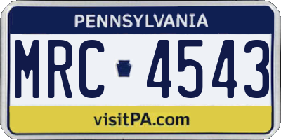 PA license plate MRC4543