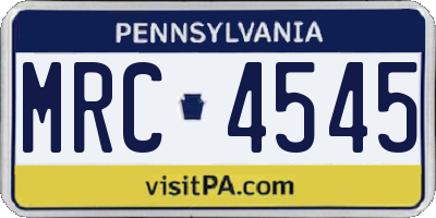 PA license plate MRC4545