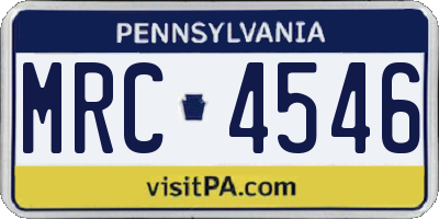 PA license plate MRC4546