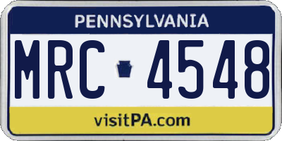 PA license plate MRC4548