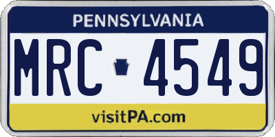 PA license plate MRC4549