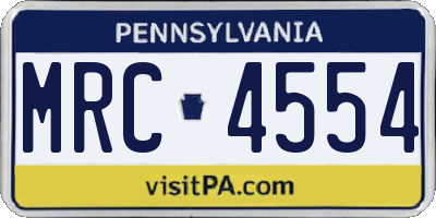 PA license plate MRC4554