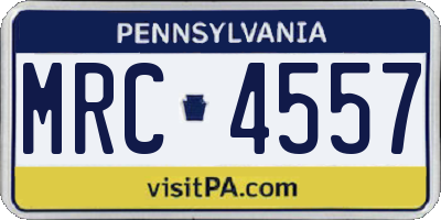 PA license plate MRC4557