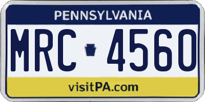 PA license plate MRC4560