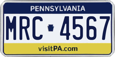 PA license plate MRC4567