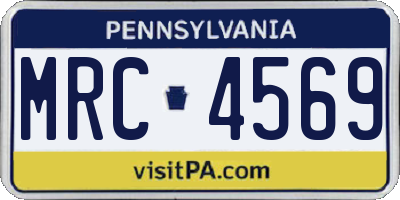 PA license plate MRC4569