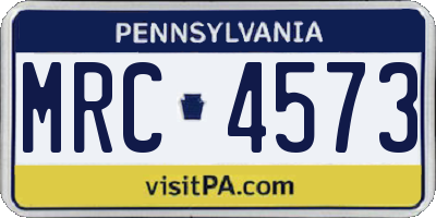 PA license plate MRC4573