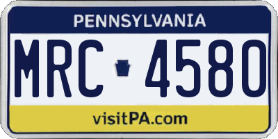 PA license plate MRC4580
