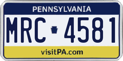 PA license plate MRC4581