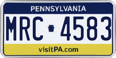 PA license plate MRC4583