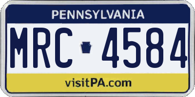 PA license plate MRC4584
