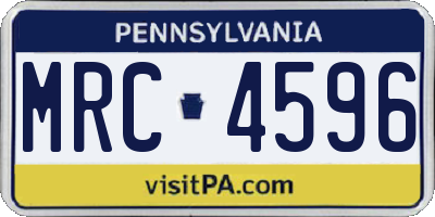 PA license plate MRC4596