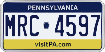 PA license plate MRC4597