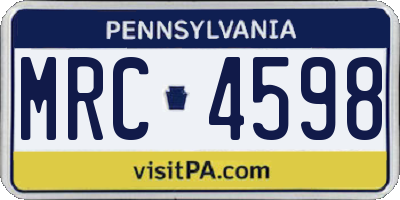PA license plate MRC4598