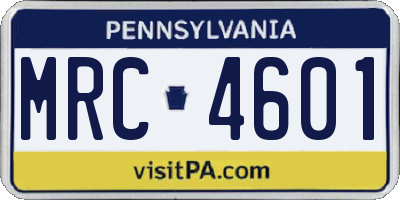 PA license plate MRC4601