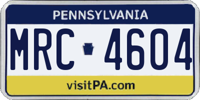 PA license plate MRC4604