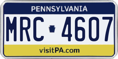 PA license plate MRC4607