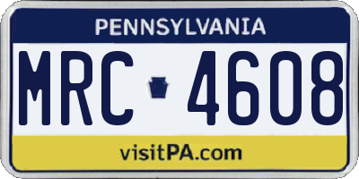 PA license plate MRC4608
