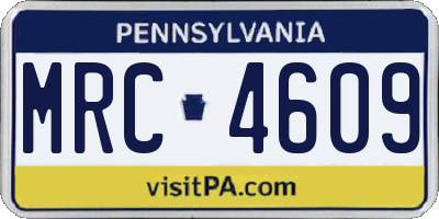 PA license plate MRC4609