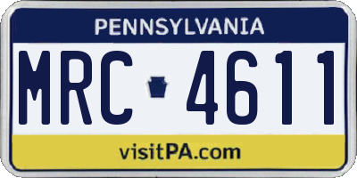 PA license plate MRC4611