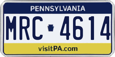 PA license plate MRC4614