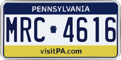 PA license plate MRC4616
