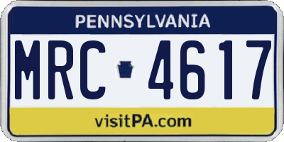 PA license plate MRC4617