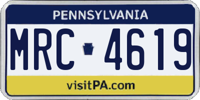 PA license plate MRC4619