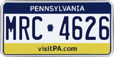 PA license plate MRC4626