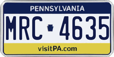 PA license plate MRC4635