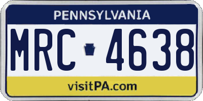 PA license plate MRC4638