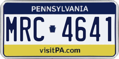PA license plate MRC4641