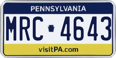 PA license plate MRC4643
