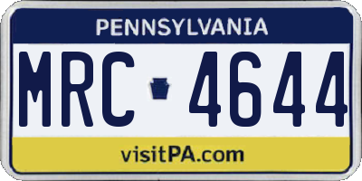 PA license plate MRC4644