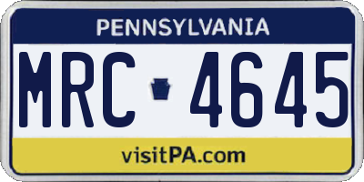 PA license plate MRC4645