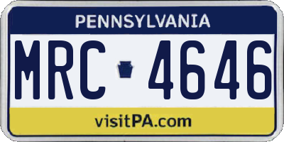 PA license plate MRC4646