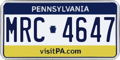 PA license plate MRC4647