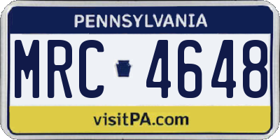 PA license plate MRC4648